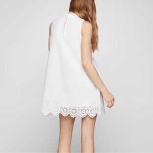 BCBG Crisp White A line Eyelet Mini Cotton Dress s L